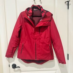 Women's 3 in 1 Jacket with quilted removable liner (Burgundy)